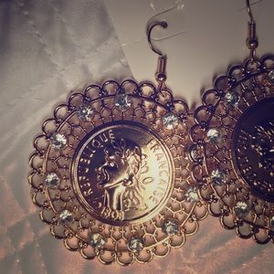 Trendy Gold Medallion Earrings